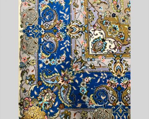 حاشیه فیروزه ای فرش کاشان