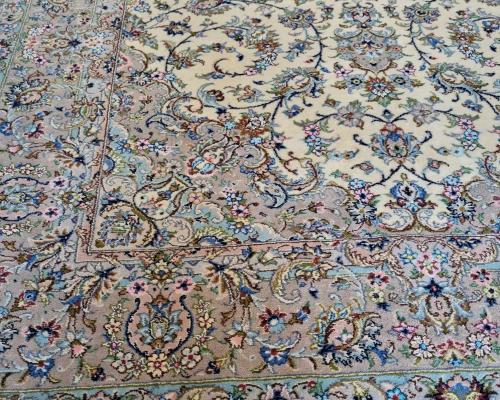 6 متری جفت دستبافت نقشه ماندگار گل ابرشم کرم خاکی 